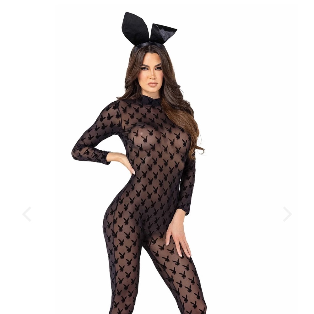 2PC SHEER PLAYBOY BUNNY BODYSUIT